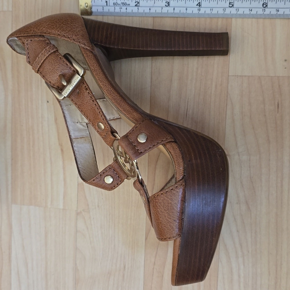 Michael Micheal Kors Elegant Brown Platform High Heel Sandals Size 6 - Picture 3 of 14